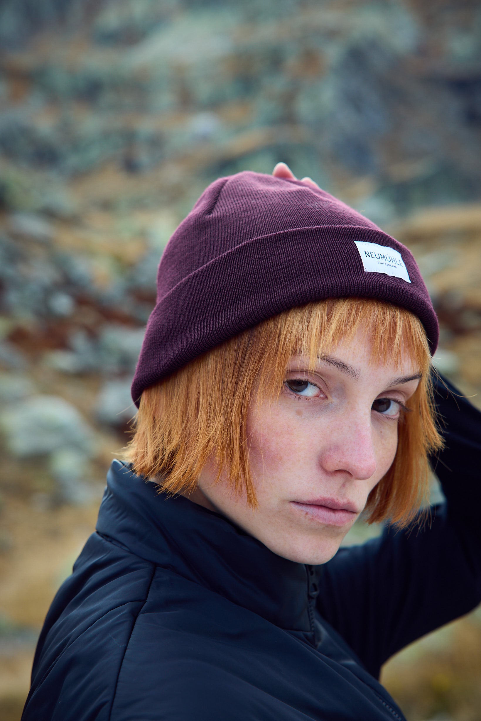 Merino-Mütze Kiel – Aubergine