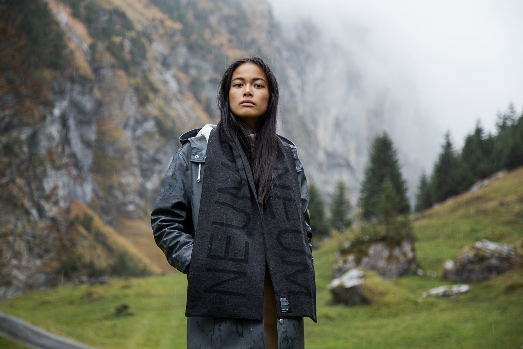 Recycled PET-Schal - Black Coal