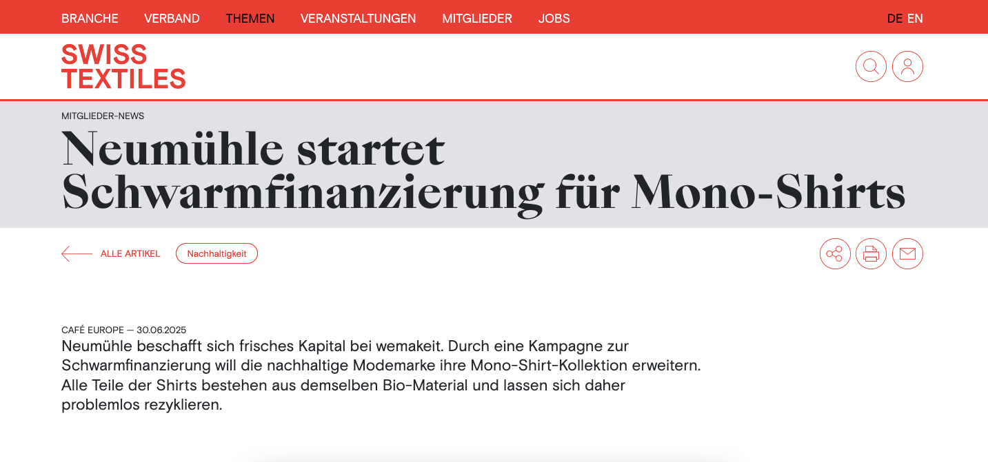 SWISS TEXTILES 30/06/2025