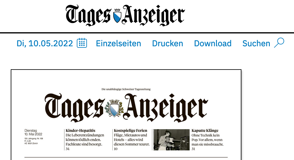 Tages Anzeiger 10/05/22